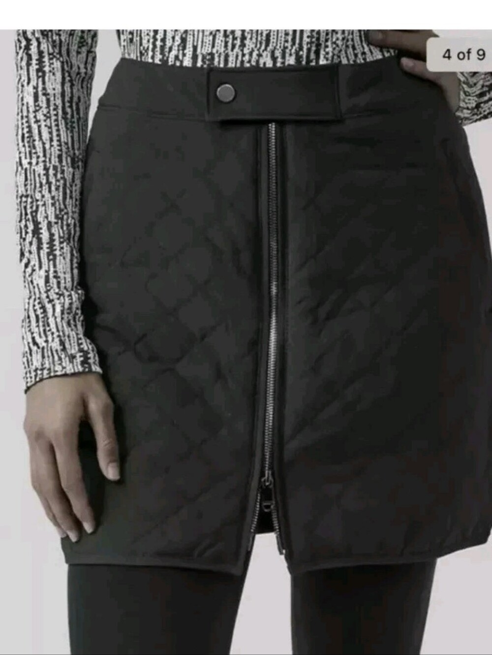 Athleta Apres Ski Skirt Black Quilted   Pockets Stretch Sz 4